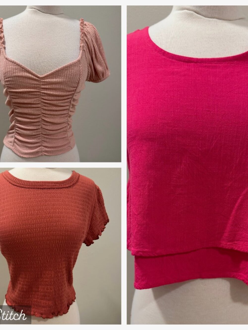 Bundle Lot 3 Womens Medium Altar'd State Swing Top & NWT Smocked Cropped Shirts